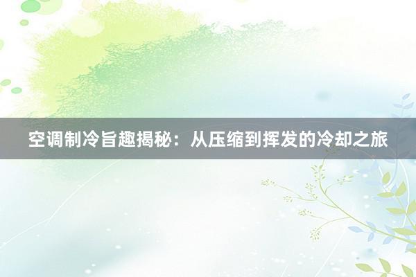 空调制冷旨趣揭秘：从压缩到挥发的冷却之旅